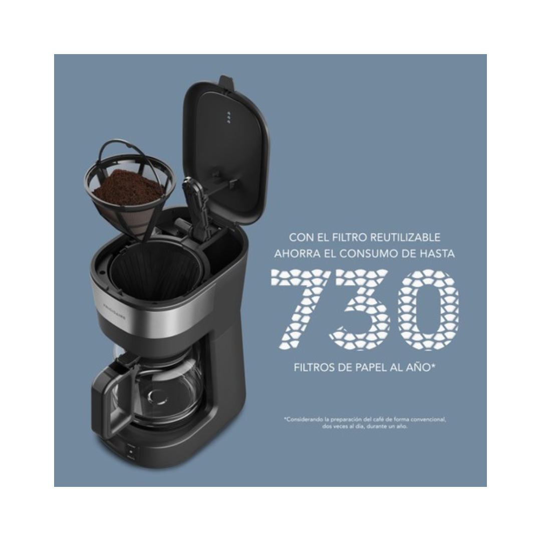 Cafetera Frigidaire 30 tazas (1.2lt) jarra de cristal, digital con filtro permanente removible 800W FRIGIDAIRE
