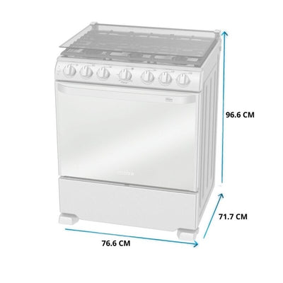 Estufa a gas 30" 6 quemadores encendido electrónico cubierta inox MABE