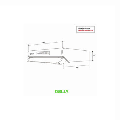 Campana Empotrable Tipo Compacta Con Flujo De Aire De 230 m3/hr Marca Drija DRIJA