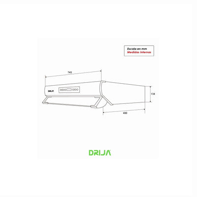 Campana Empotrable Extractora Con Flujo De Aire De 230 m3/hr Marca Drija DRIJA