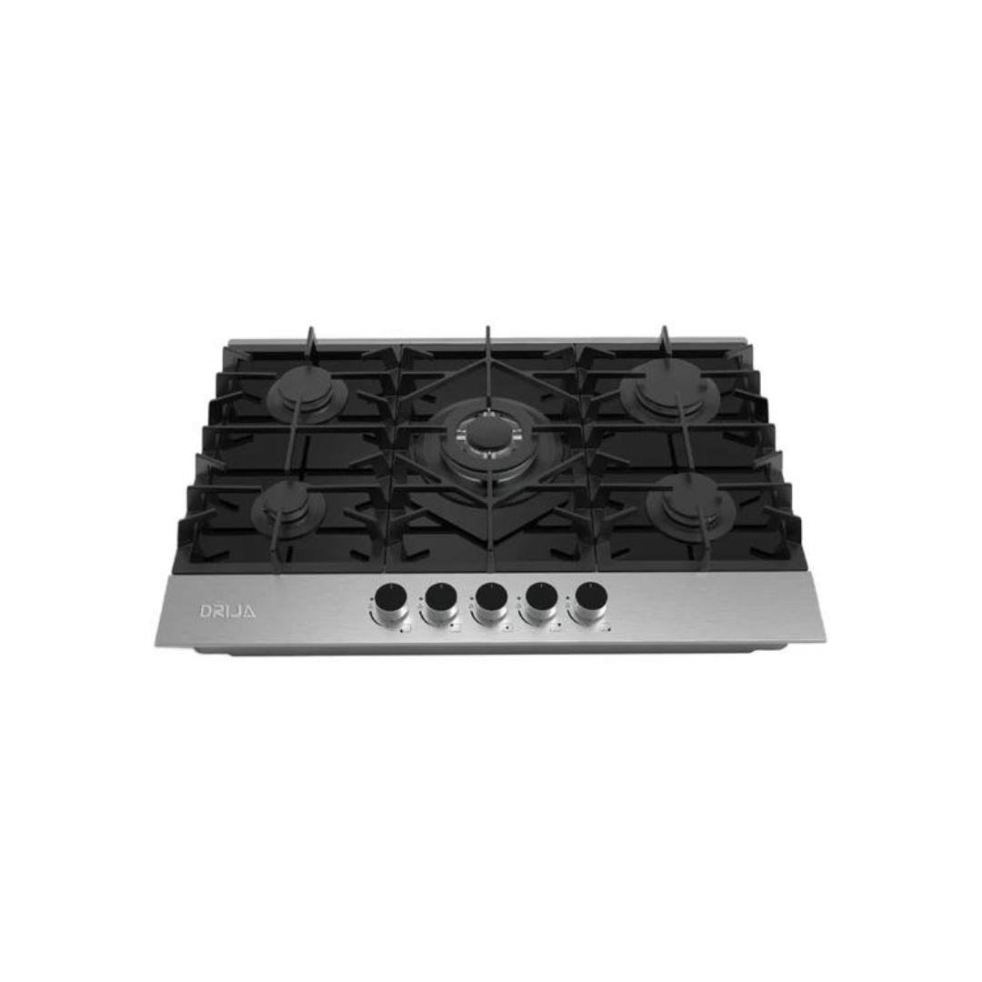 Estufa Empotrable a Gas Drija Ferrara 76 de Vidrio Templado, Acero Inoxidable y 5 Quemadores DRIJA