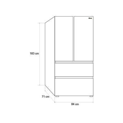 Refrigeradora y Congelador DRIJA de 506 Litros, 18 PC, 4 Puertas de Espejo Negro, Estilo Francés con Tecnología Inverter