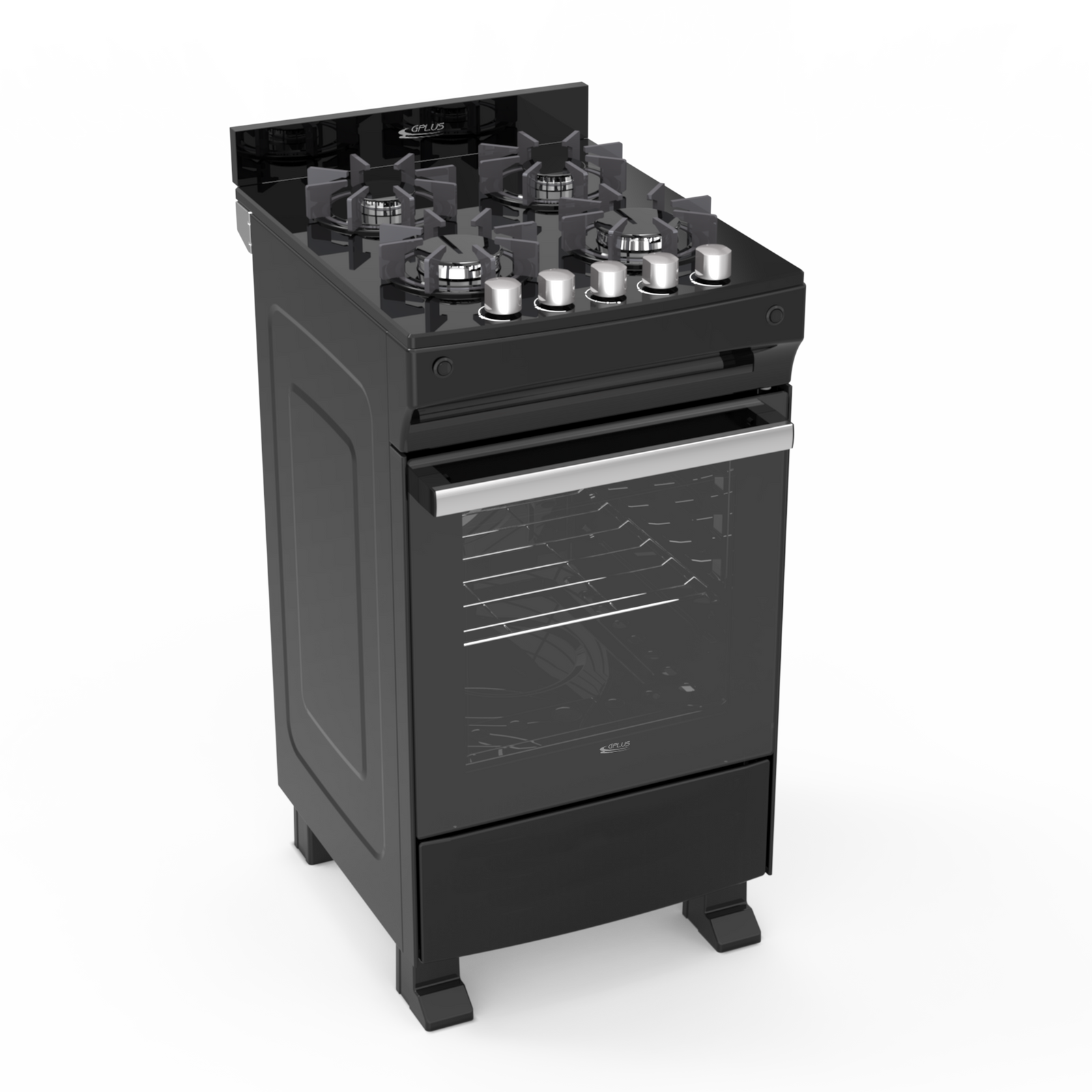 Estufa a gas de 20" Negra con Tope de Vidrio marca GPLUS GPLUS