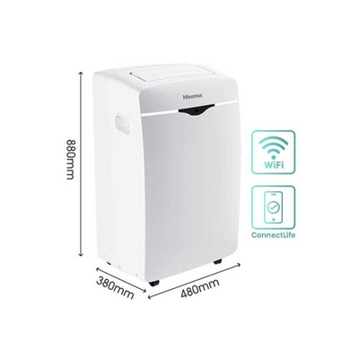 Aire Acondicionado Portátil Hisense de 12,000 BTU | Color Blanco | Enfriamiento Rápido y Silencioso HI SENSE