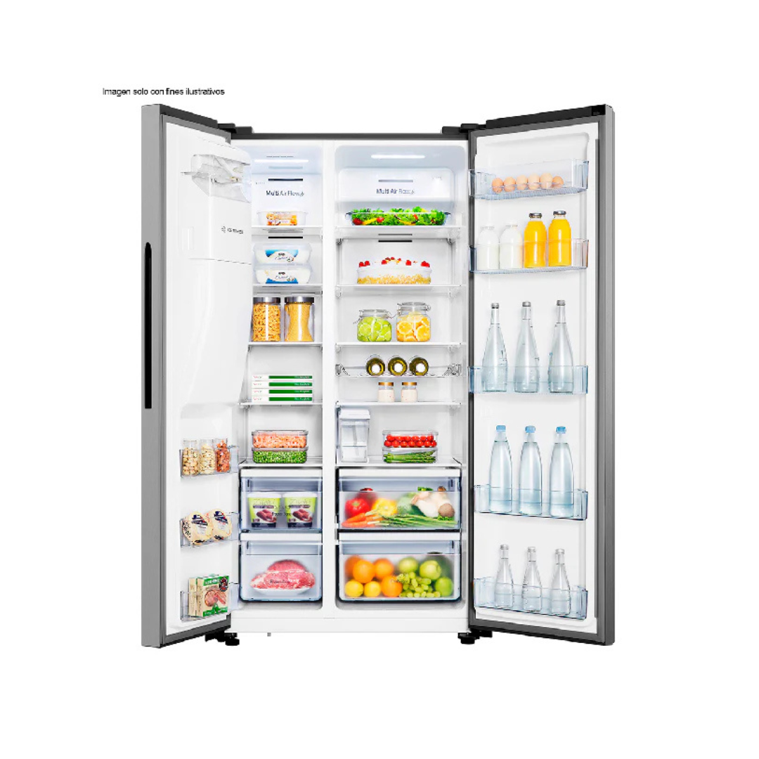 Refrigeradora Hisense Side by Side de 19.5 Pies Cúbicos | Tecnología Inverter | Multi Air Flow | Dispensador de Agua y Hielo HI SENSE