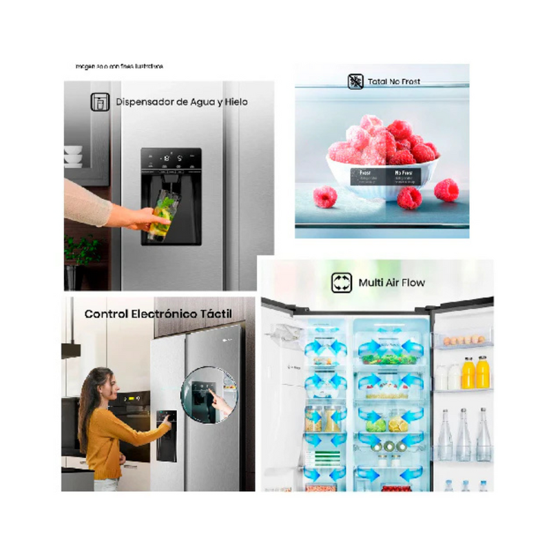 Refrigeradora Hisense Side by Side de 19.5 Pies Cúbicos | Tecnología Inverter | Multi Air Flow | Dispensador de Agua y Hielo HI SENSE