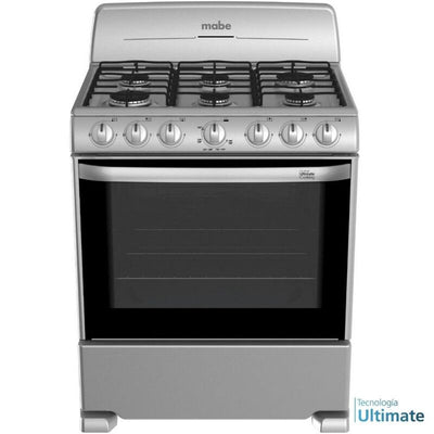 Estufa a gas 30" 6 quemadores manual cubierta inox en plata mercury MABE