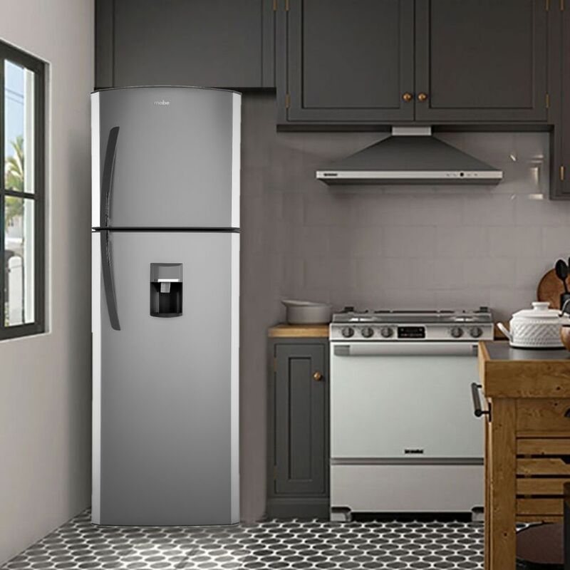Refrigerador top mount 10p3 dispensa agua ahorro energético color grafito MABE