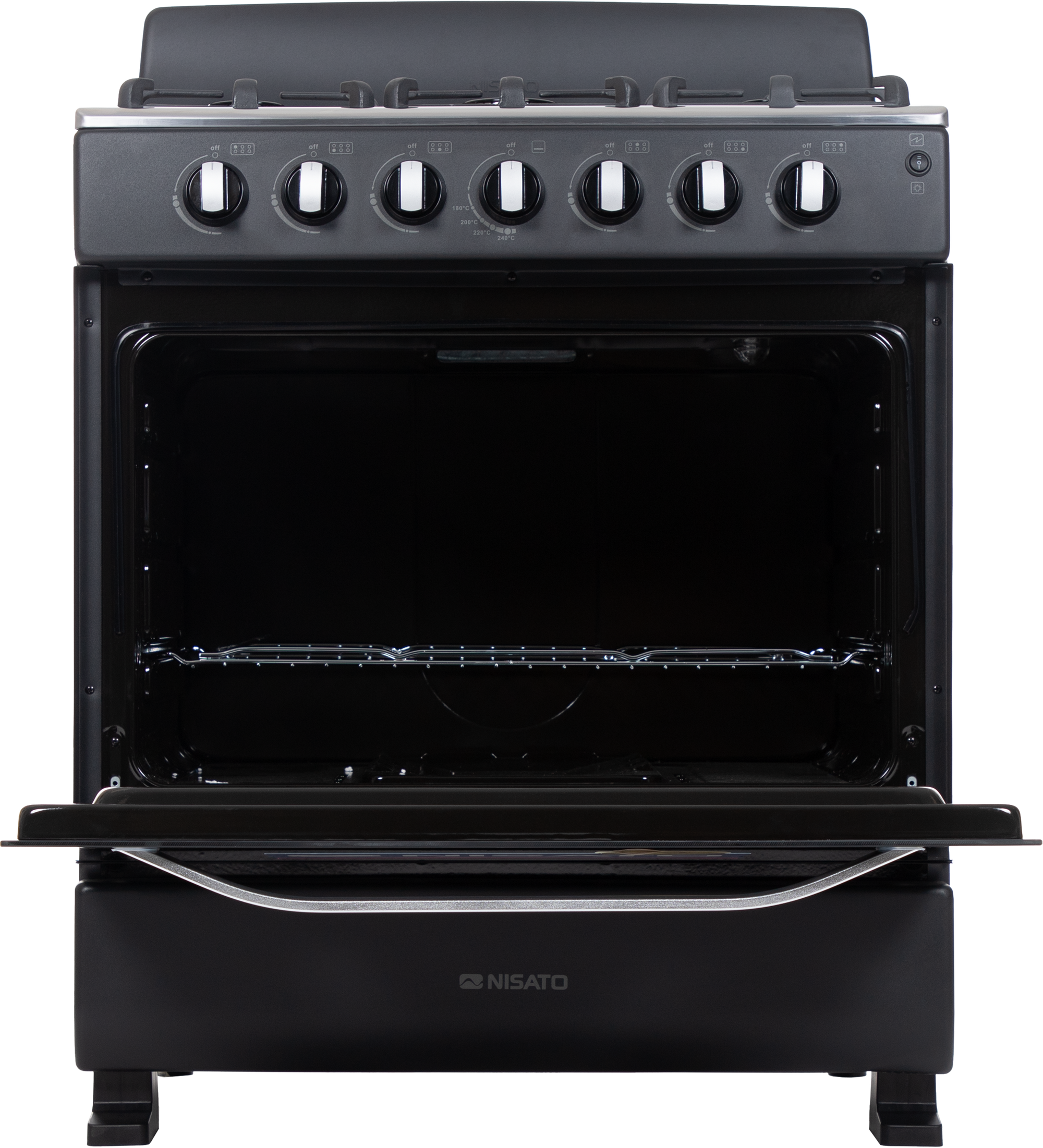 ESTUFA 30" 6/Q NEGROS, E/ELECTRICO, LUZ Y ROSTICERO
