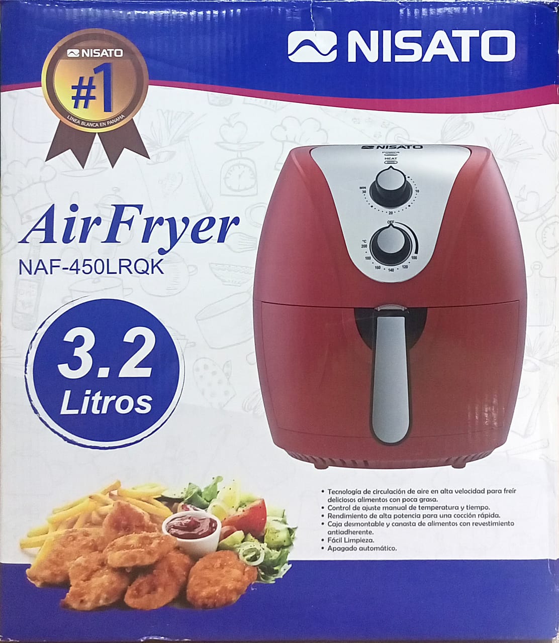 Freidora de Aire 3.2L color Rojo marca NISATO NISATO