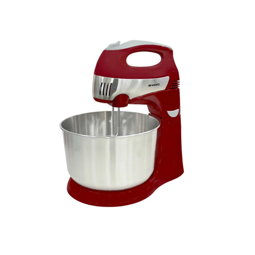 Nisato Batidora de Pedestal 300 Watts Color Rojo Tazon de Acero Inxidale Nisato NISATO