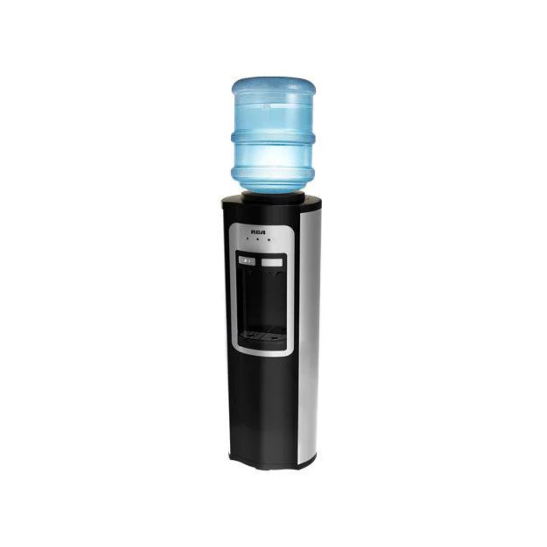 Dispensador de Agua Fría y Caliente RCA – Carga Superior, Diseño Moderno en Negro y Acero Inoxidable