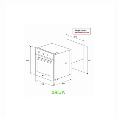 Horno Empotrable a Gas Con Capacidad De 78 L Marca Drija DRIJA