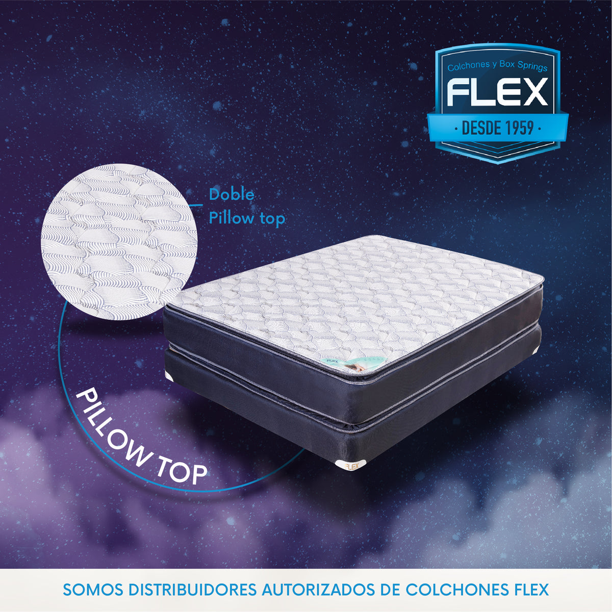 Colchón 4/6 (FULL) Pillow Top Marca FLEX (No Incluye Box) FLEX