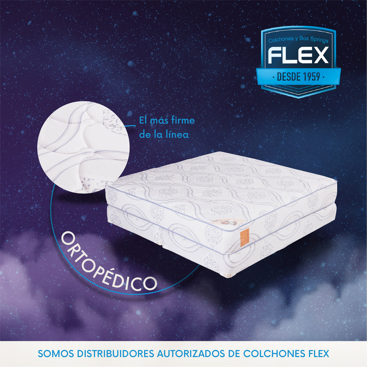 Box para Colchón 3/4 (TWIN) Ortopédico Marca FLEX (No Incluye Colchón)