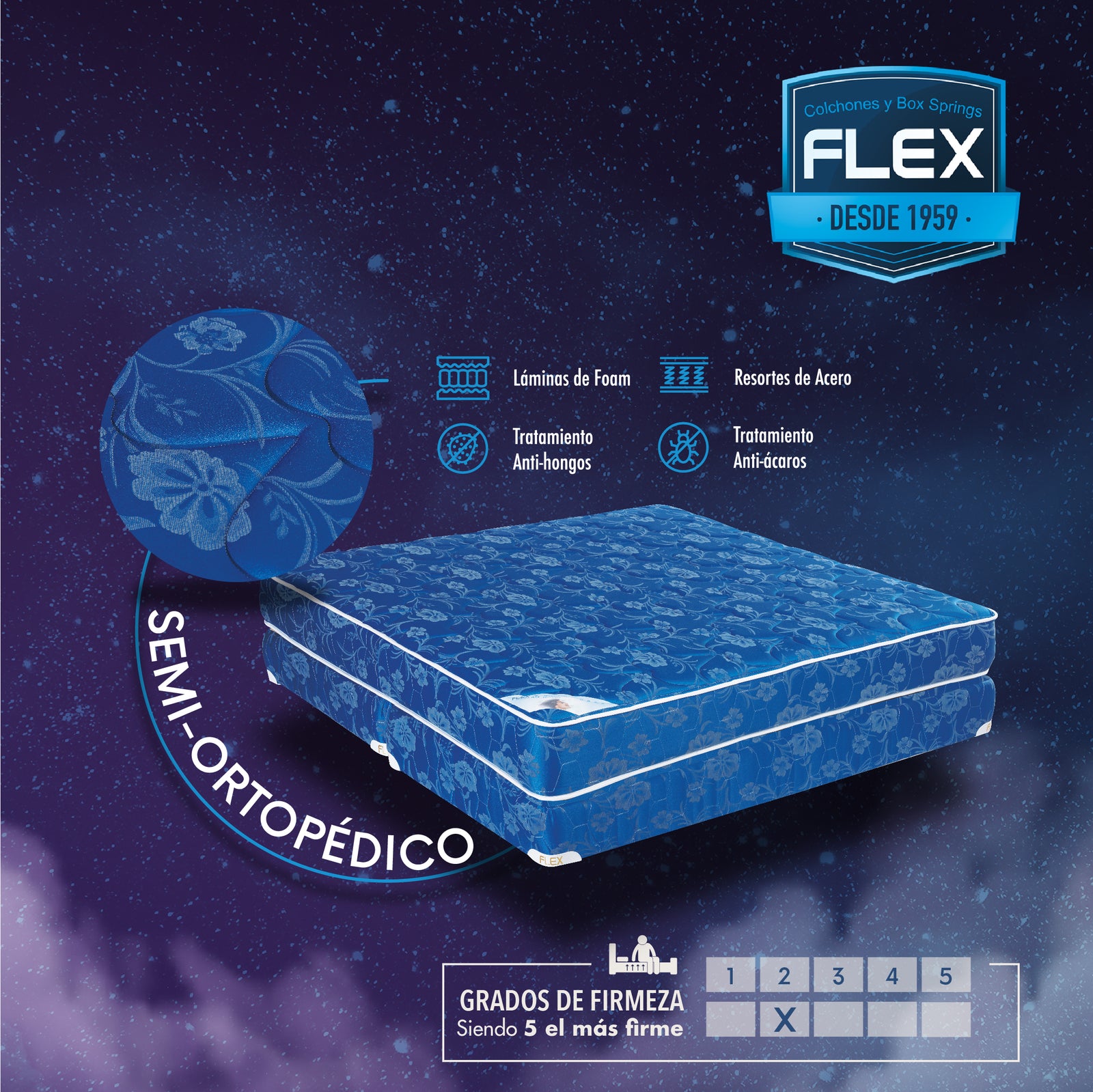 Box para Colchón KING Semi Ortopédico Marca FLEX (No Incluye Colchón) FLEX