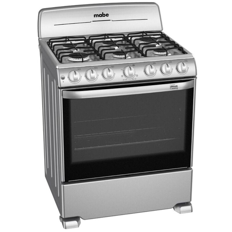 Estufa a gas 30" 6 quemadores encendido electrónico cubierta inox plata mercury MABE