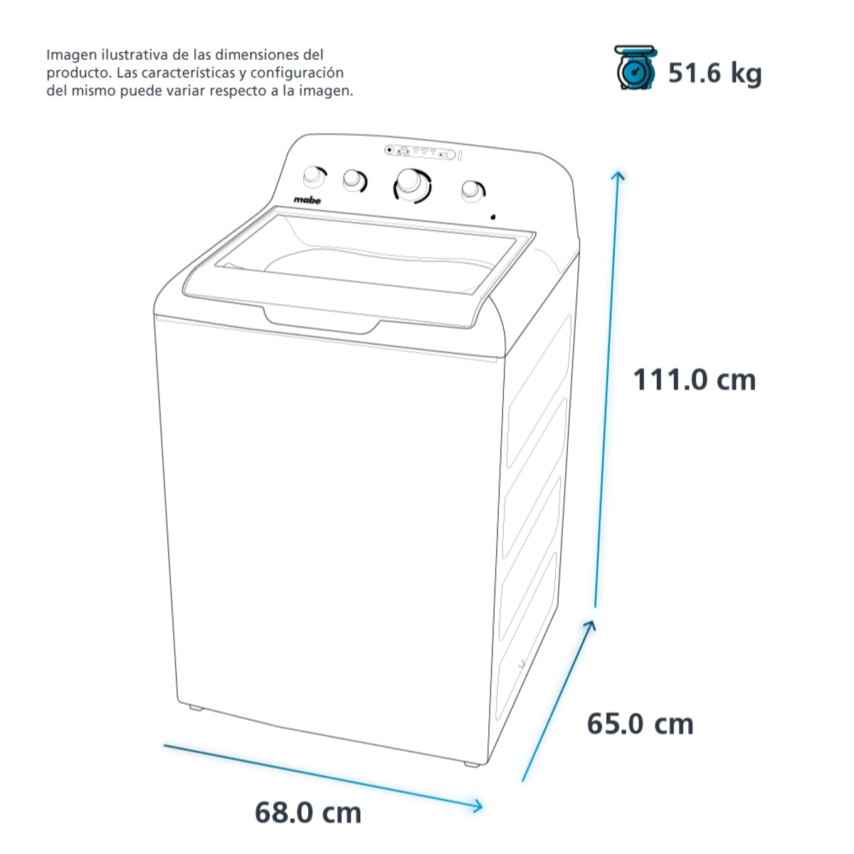 Lavadora Automática Aqua Saver Green 20 kg Blanca con Sanitizado Mabe - LMA70214CBAB0 MABE