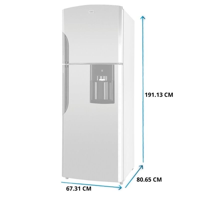Refrigerador top mount 14p3 dispensa agua ahorro energético color inox MABE