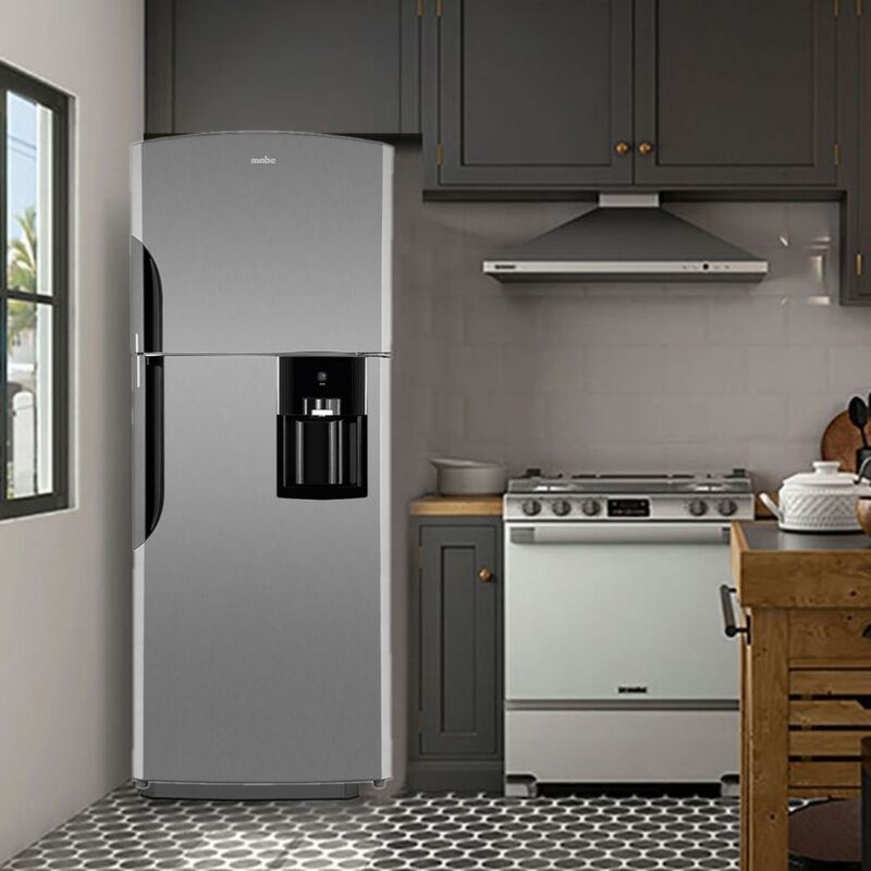 Refrigerador top mount 18p3 dispensa agua ahorro energético color inox MABE