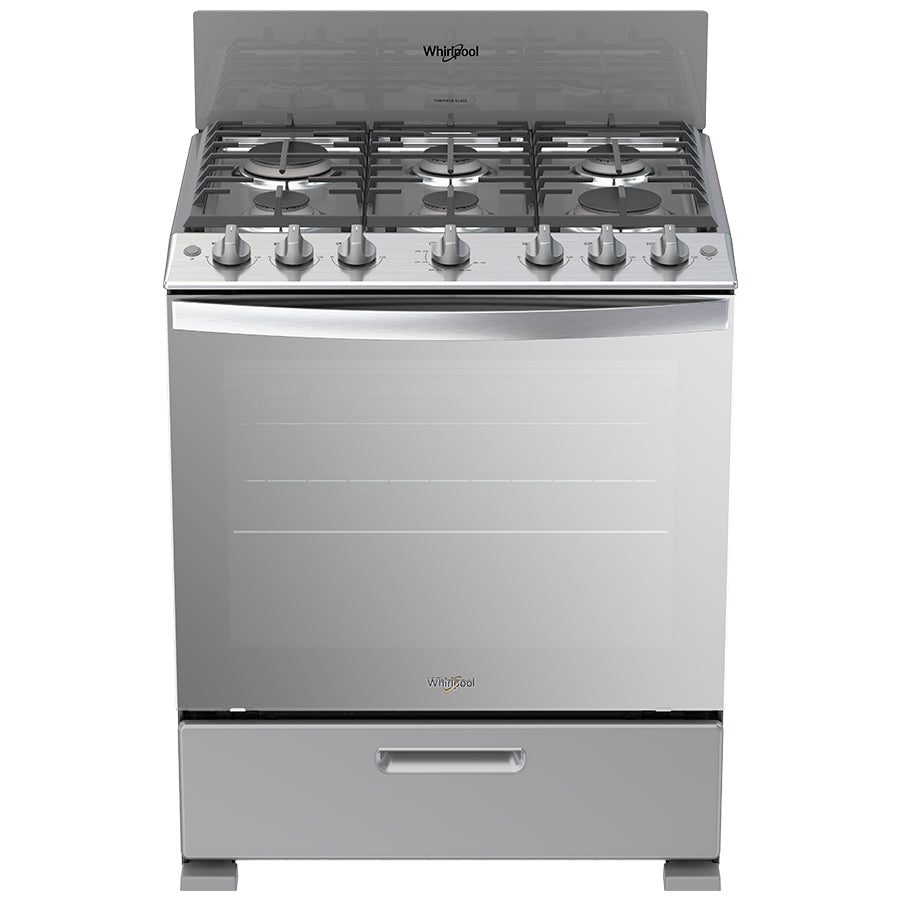 Estufa a Gas 30” 6 Quemadores Gris Acero Inoxidable Marca Whirlpool