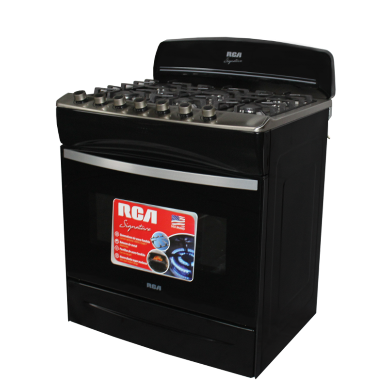 Estufa 30" con 6 Quemadores Negra Marca RCA RCA